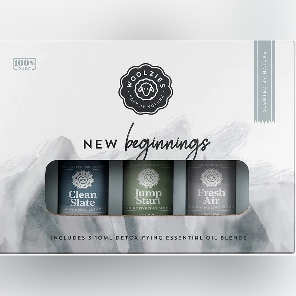 Woolzies NEW BEGINNINGS 100% Pure Essential Oil Blends 3 - 10ml Diffuser Starter
